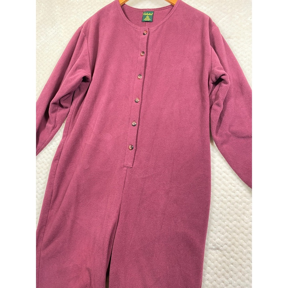 Cabelas Pajamas Womens Small Burgundy One Piece Sleepwear Fleece Union Suit